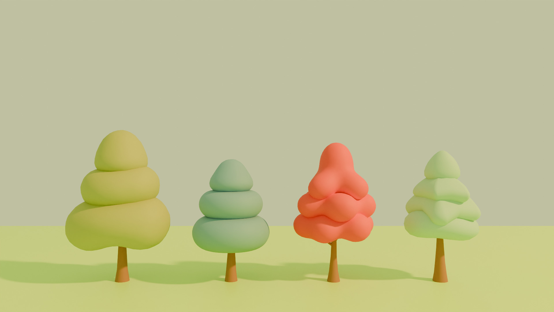Stylized Low poly cartoon trees Low-poly 3D model_11