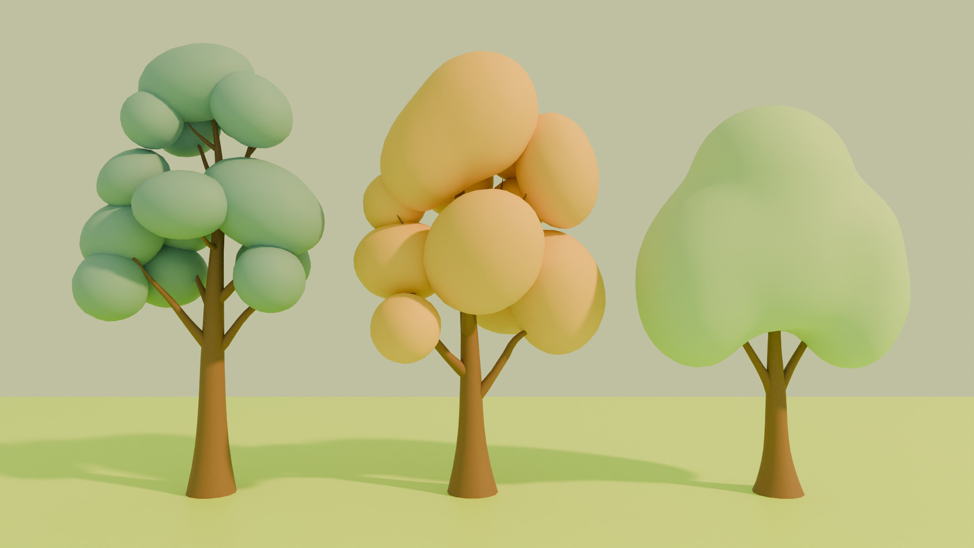 Stylized Low poly cartoon trees Low-poly 3D model_2