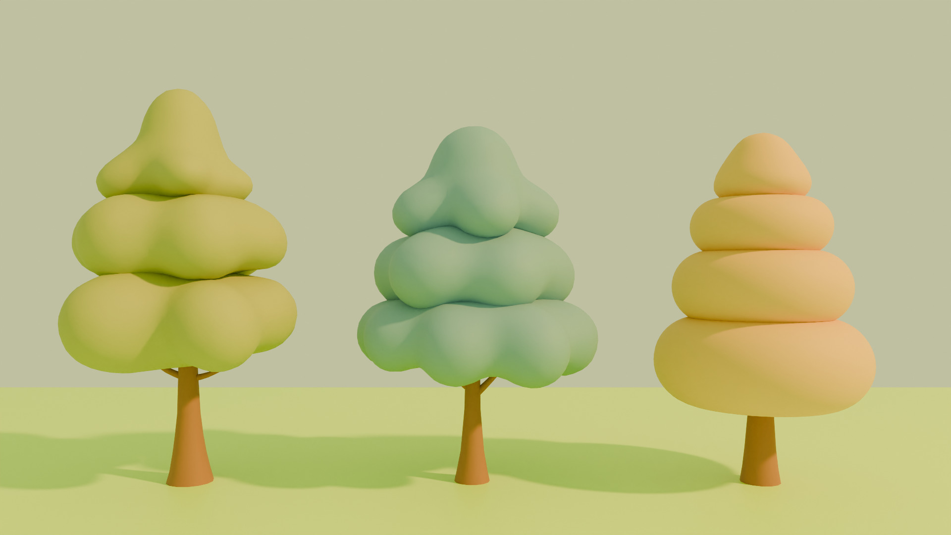 Stylized Low poly cartoon trees Low-poly 3D model_4
