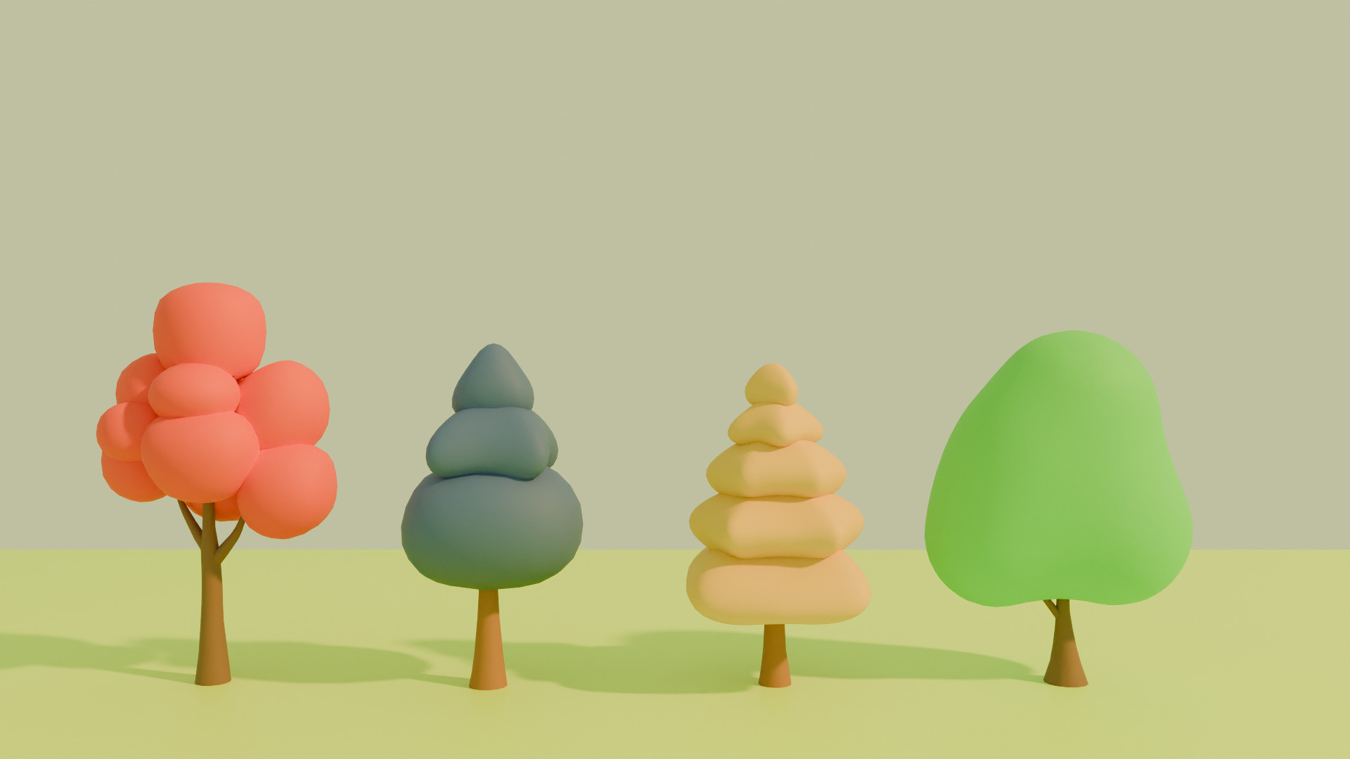 Stylized Low poly cartoon trees Low-poly 3D model_10