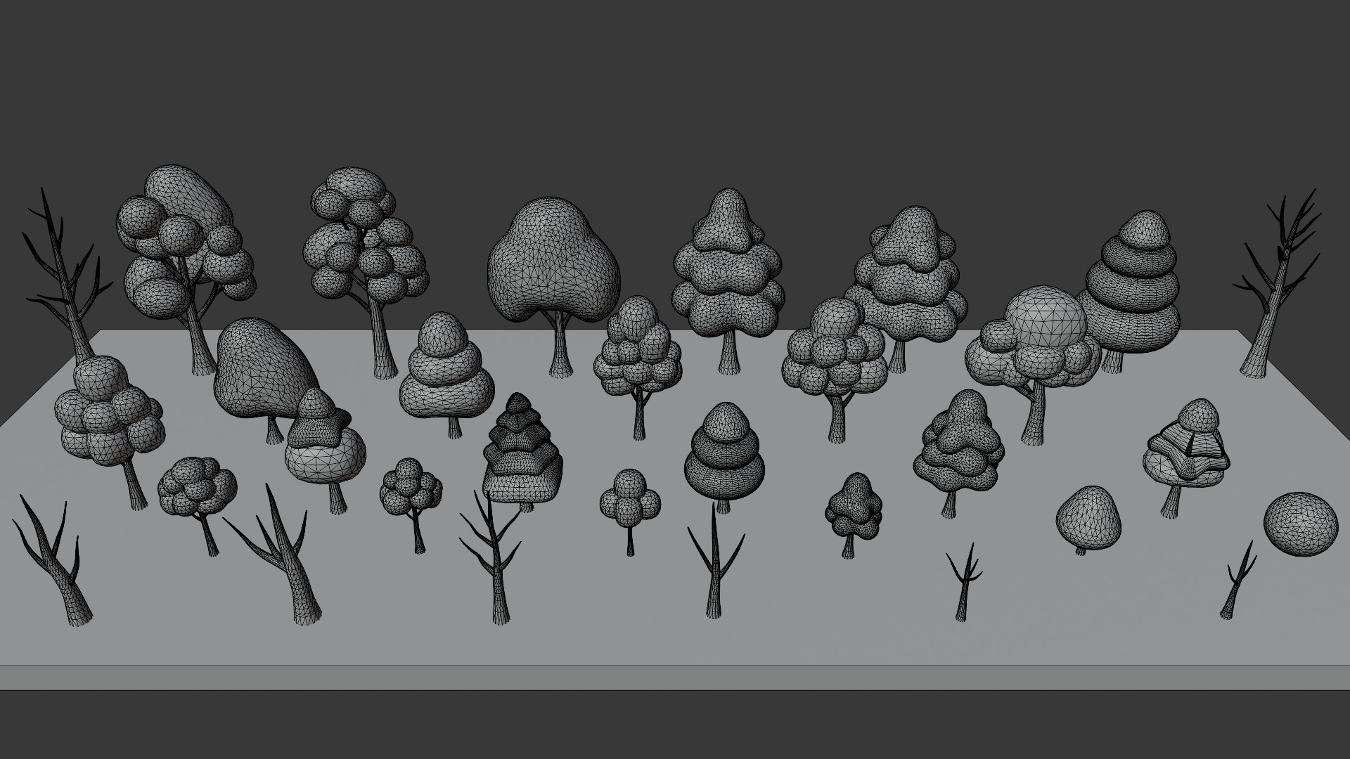 Stylized Low poly cartoon trees Low-poly 3D model_16