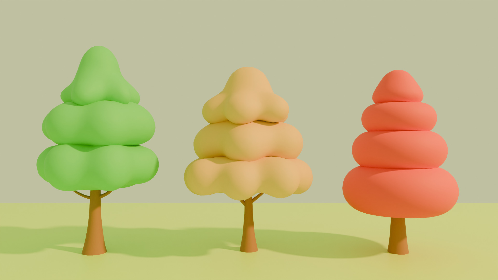Stylized Low poly cartoon trees Low-poly 3D model_5