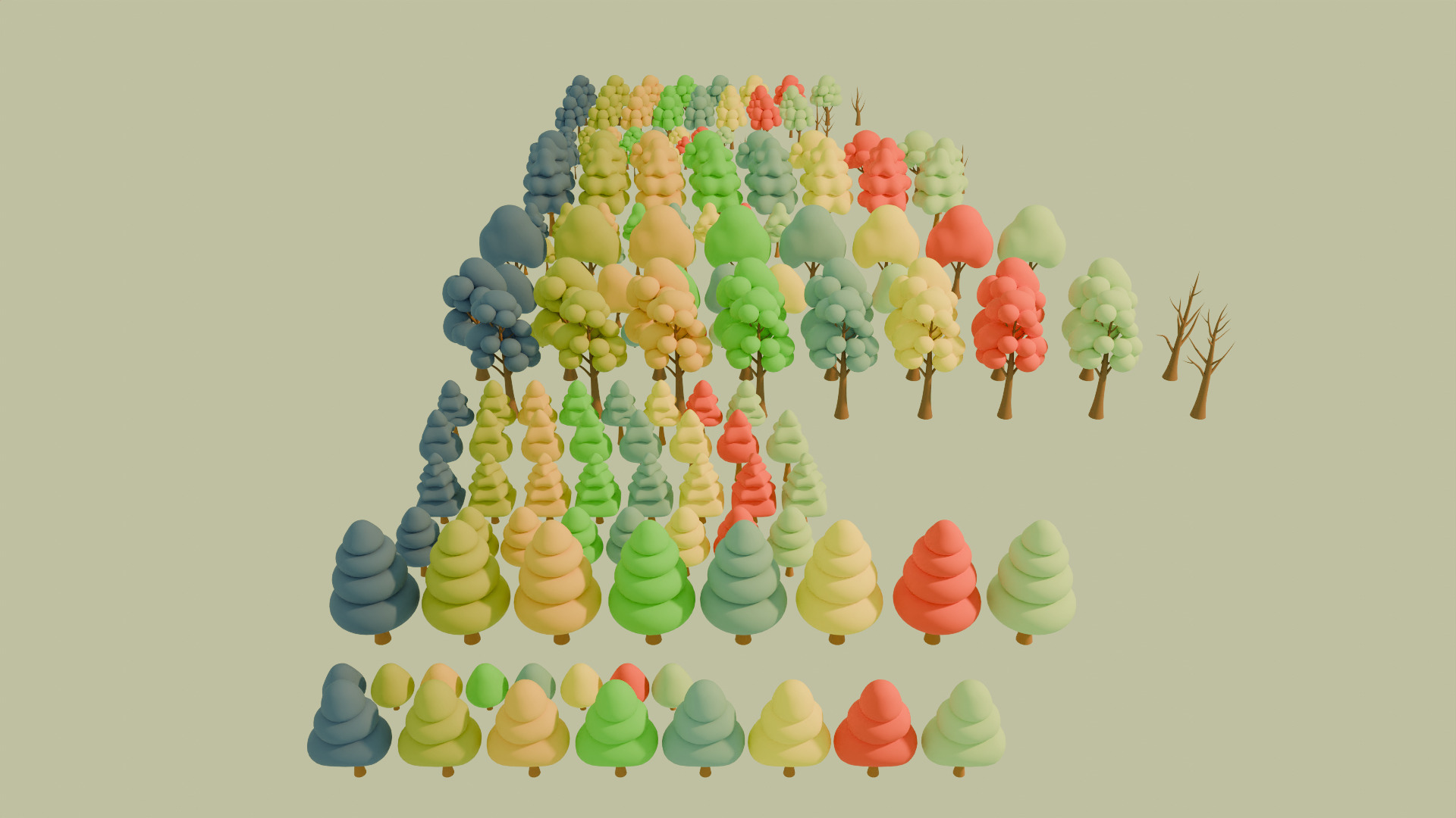Stylized Low poly cartoon trees Low-poly 3D model_17