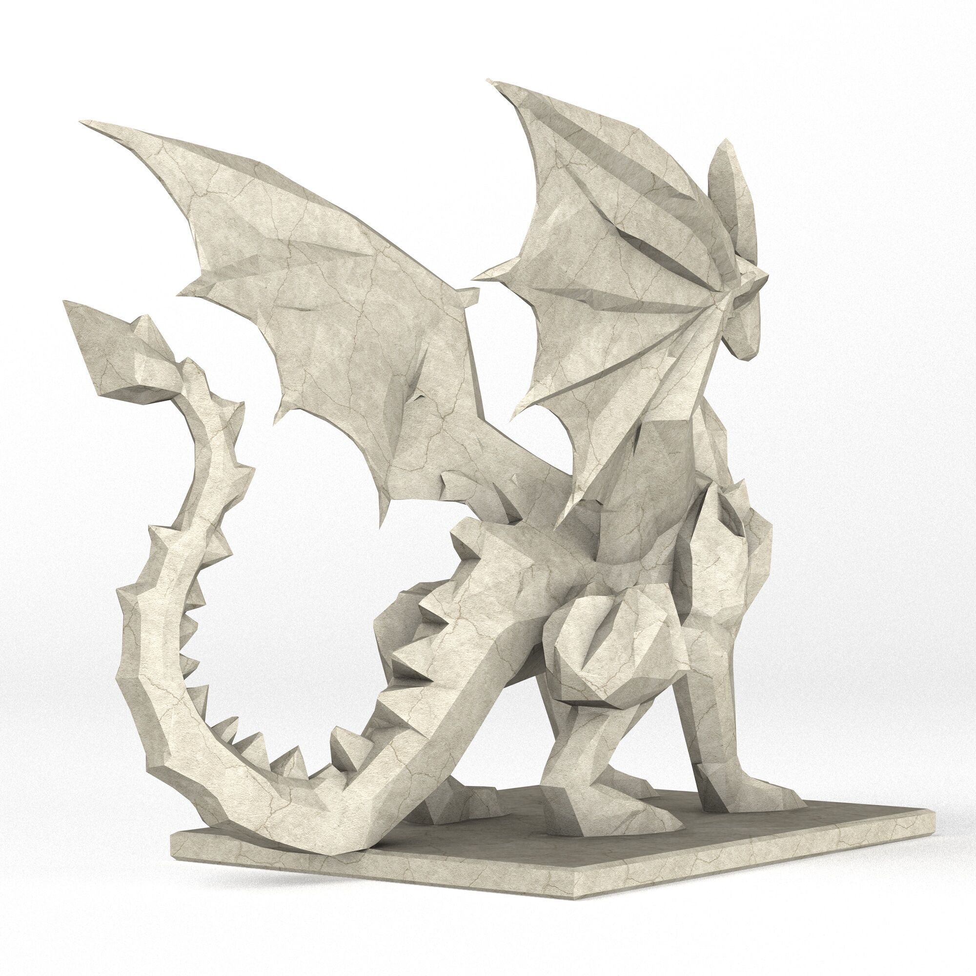 Low Poly Dragon 3D print model_2