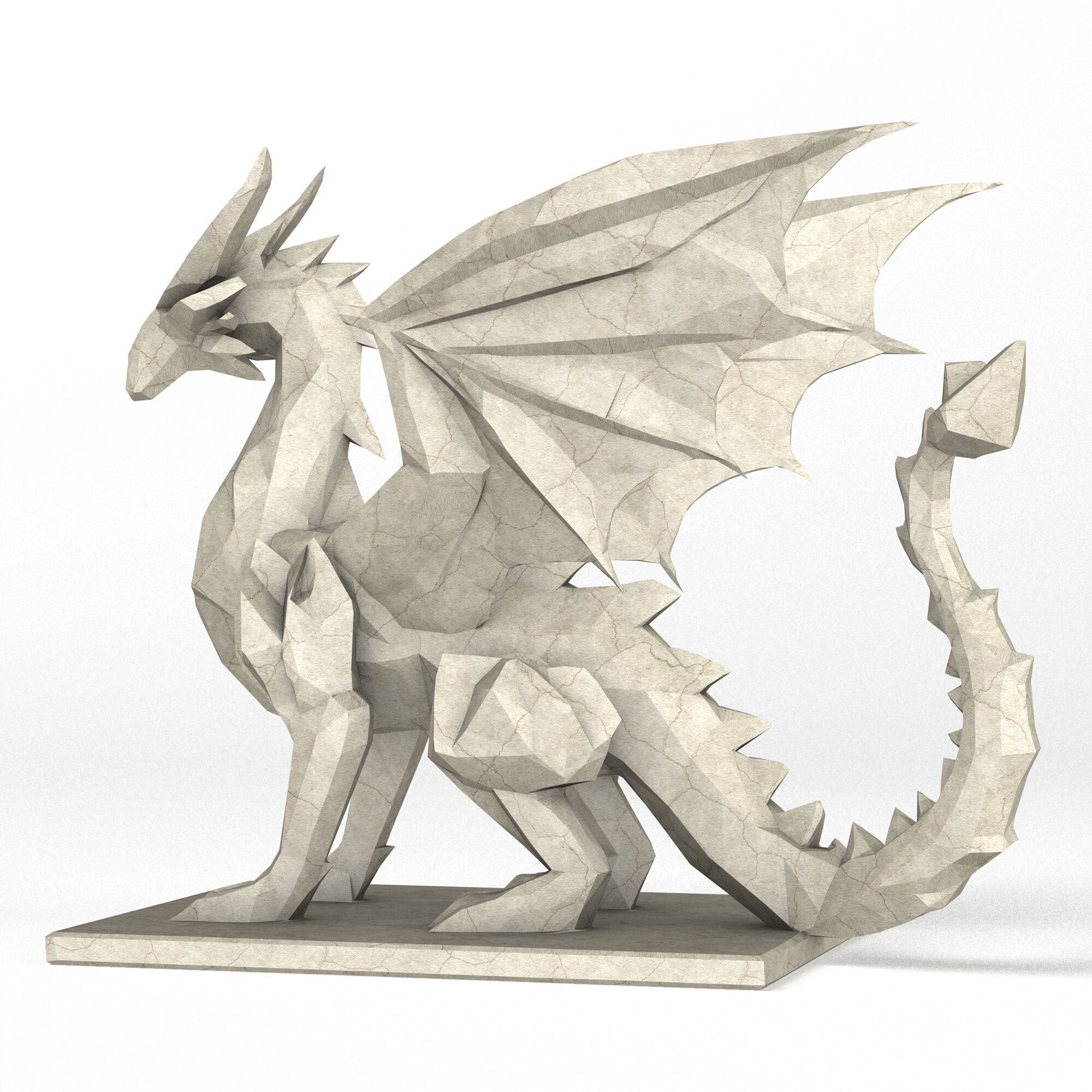 Low Poly Dragon 3D print model_4
