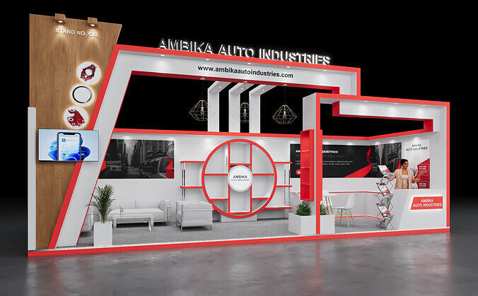 Exhibition Stand 9x3 1Side D1V1 3D model 3D model