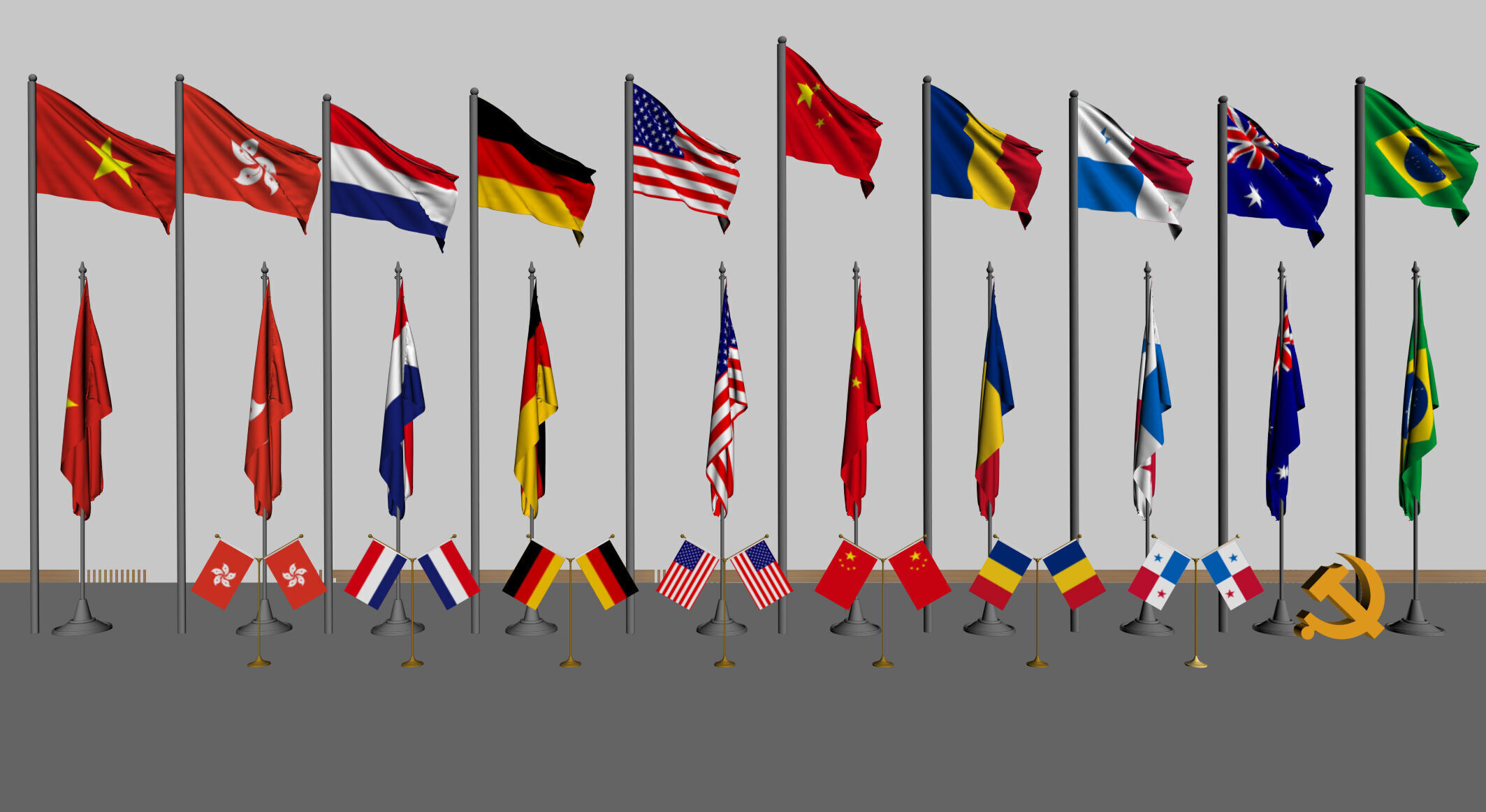 flags Low-poly 3D model_1