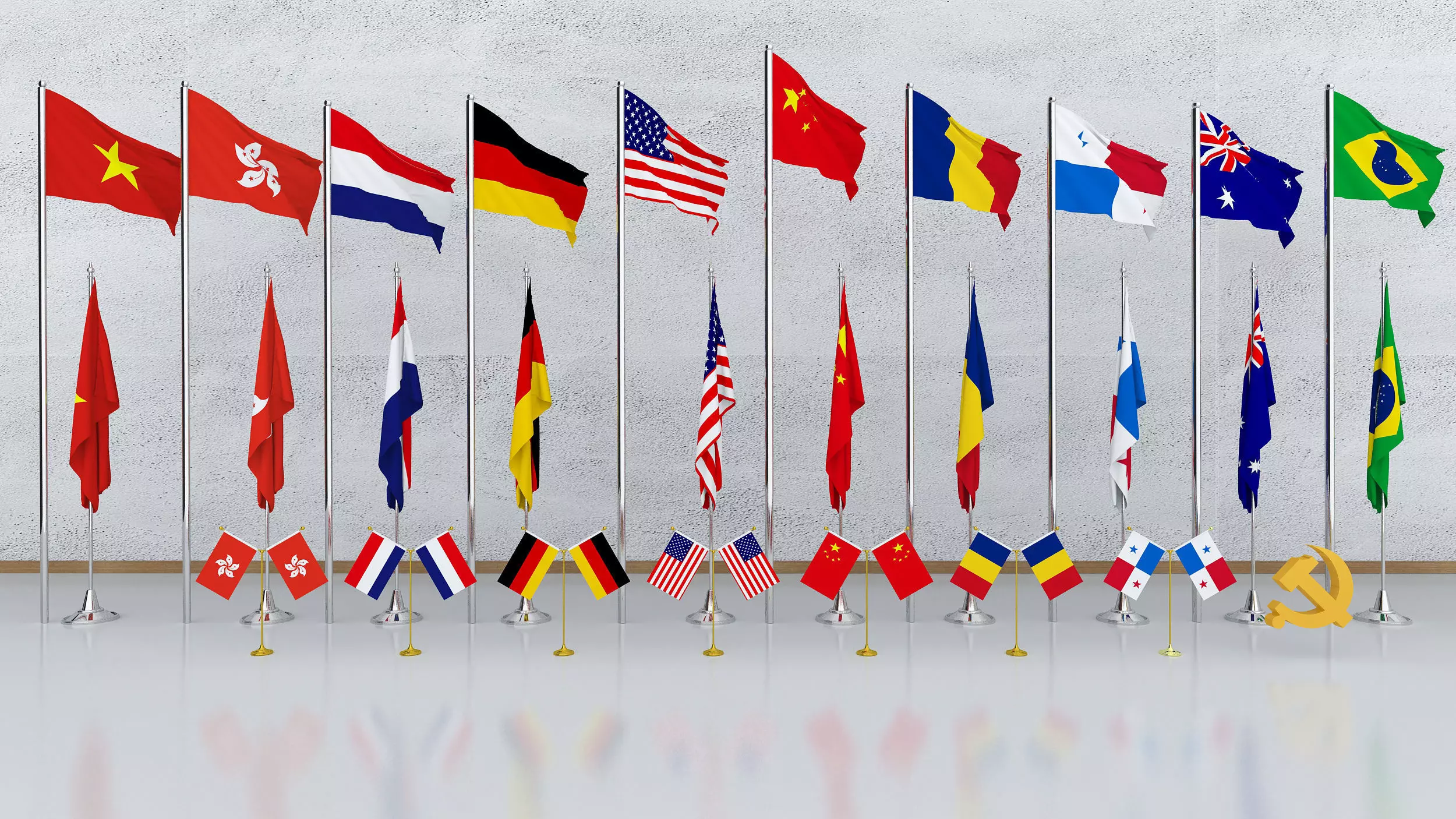 flags Low-poly 3D model_0