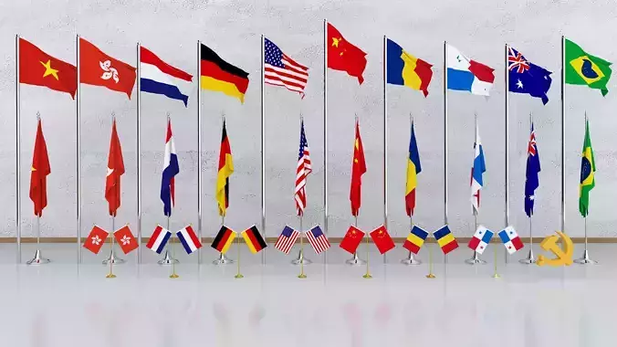 flags Low-poly 3D model