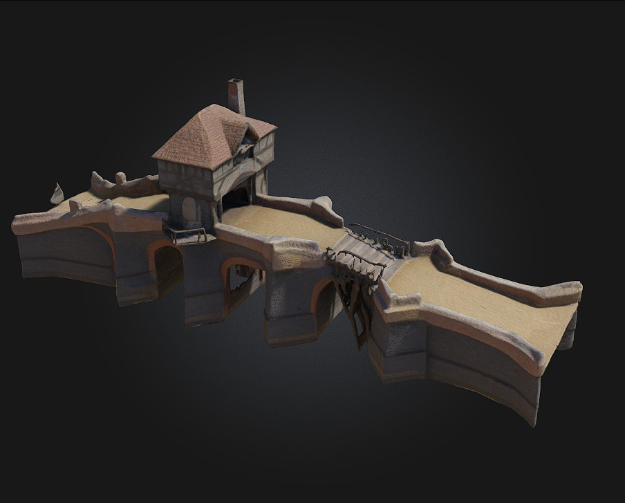 Medieval Bridge House Where Architecture Meets Adventure 3D model_1