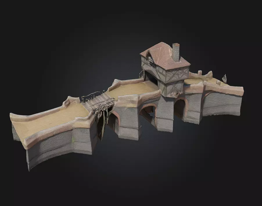 Medieval Bridge House Where Architecture Meets Adventure 3D model_0