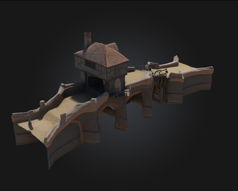 Medieval Bridge House Where Architecture Meets Adventure 3D model_2
