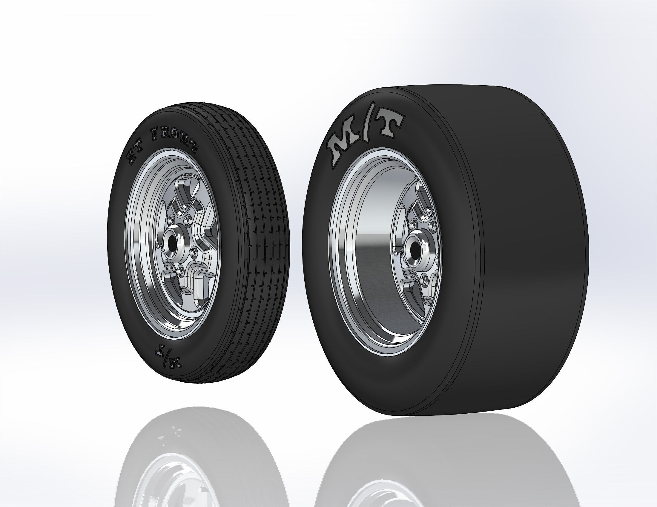 Set of wheels Summit Fast-Five for scale model dragster 3D print model_1