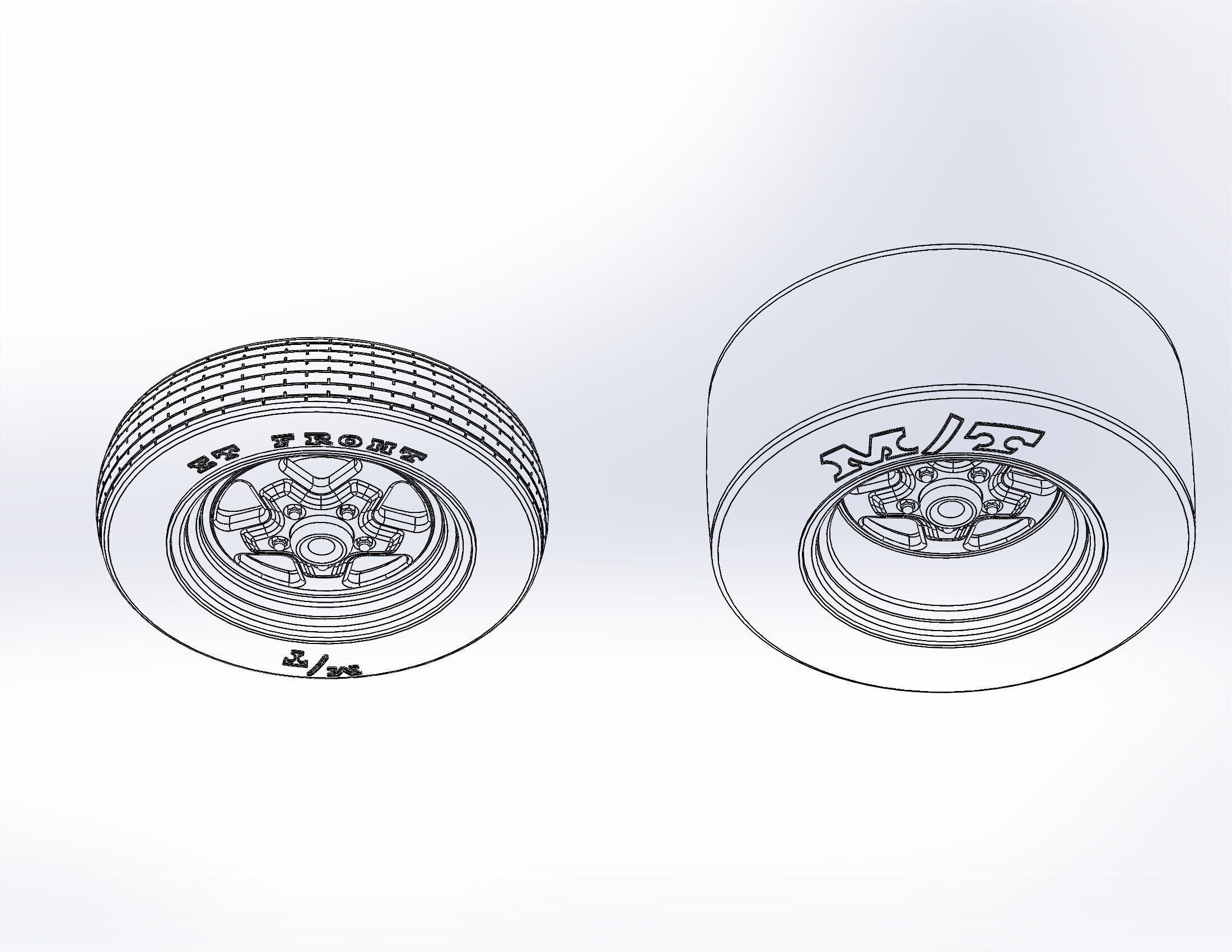 Set of wheels Summit Fast-Five for scale model dragster 3D print model_4