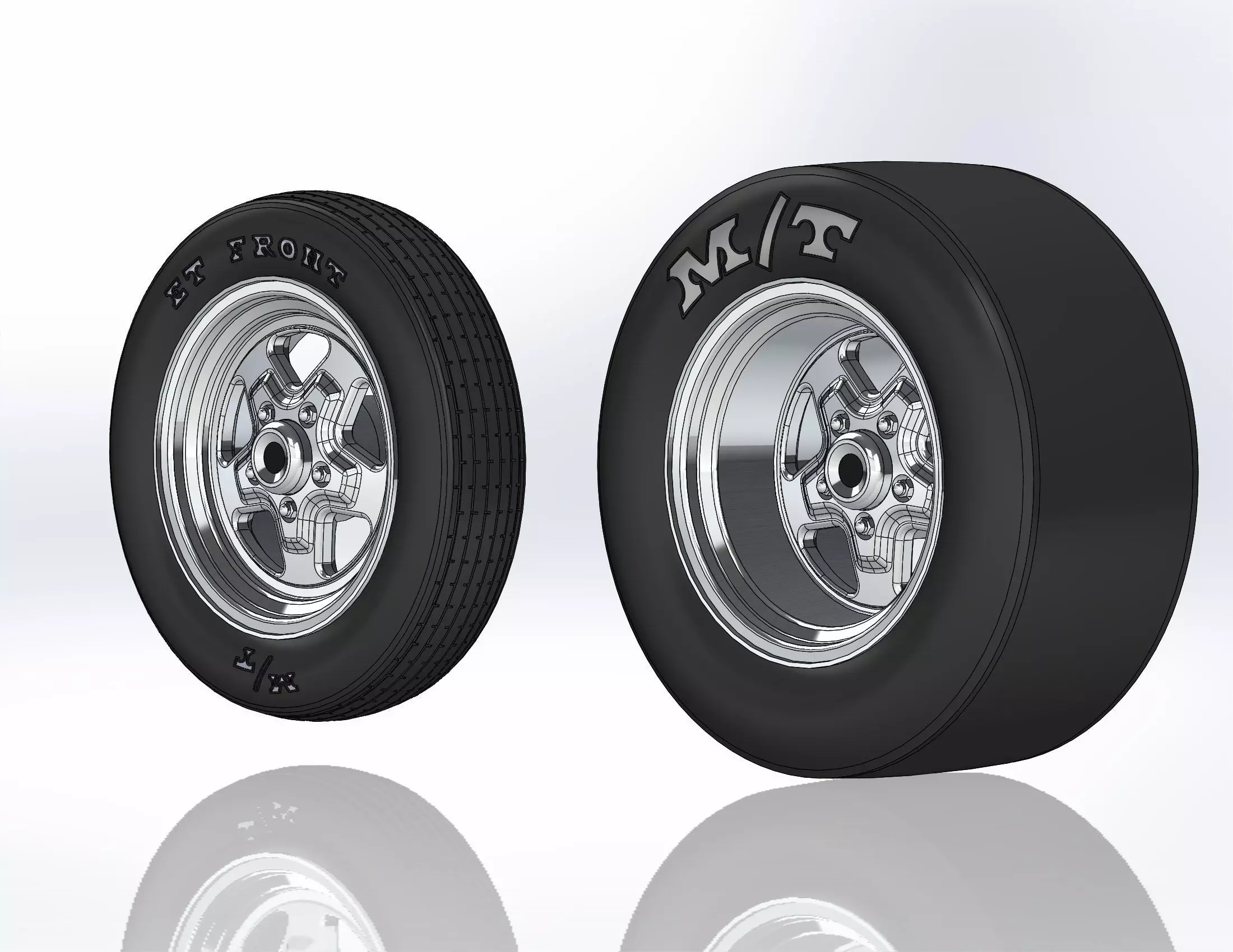 Set of wheels Summit Fast-Five for scale model dragster 3D print model_0