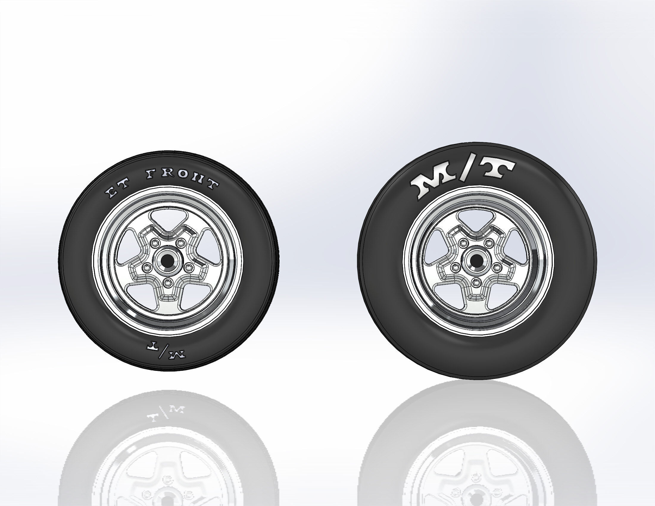 Set of wheels Summit Fast-Five for scale model dragster 3D print model_5