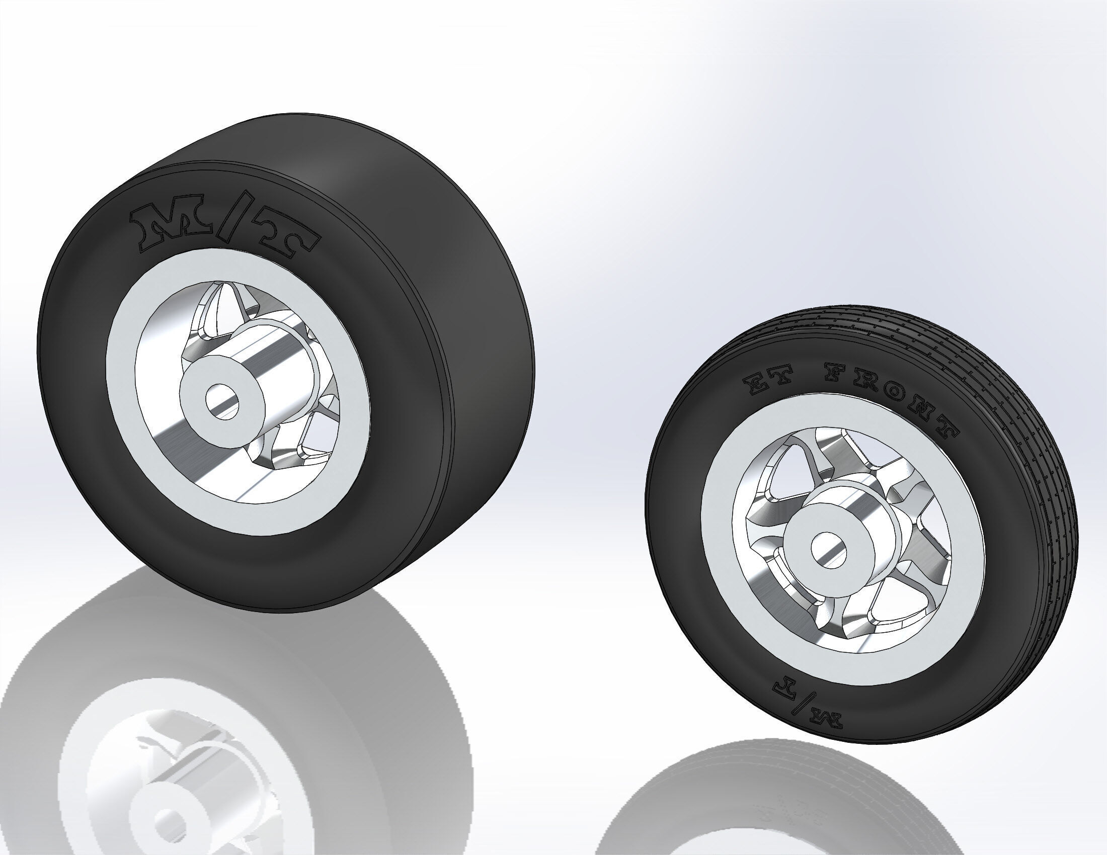 Set of wheels Summit Fast-Five for scale model dragster 3D print model_7