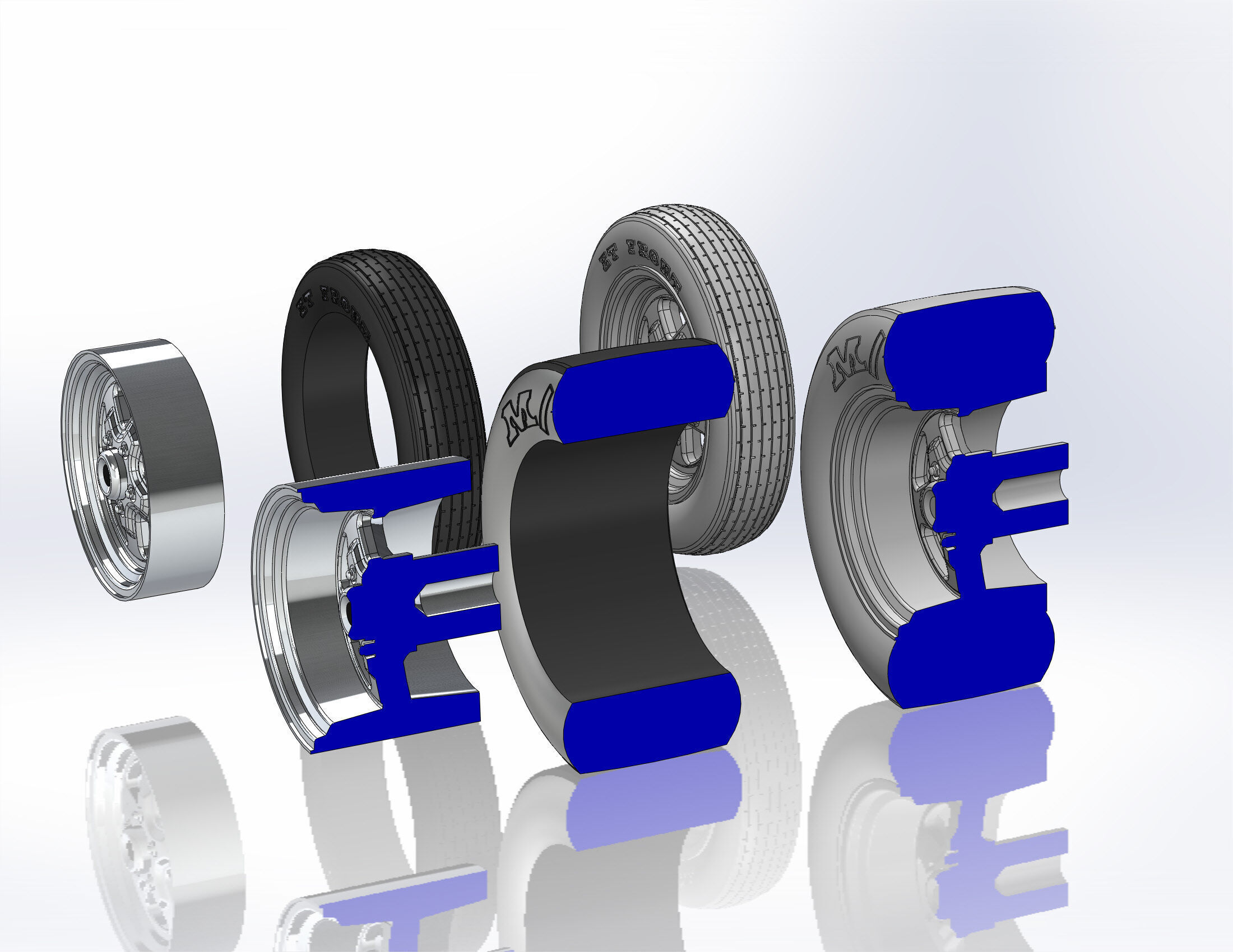 Set of wheels Summit Fast-Five for scale model dragster 3D print model_12