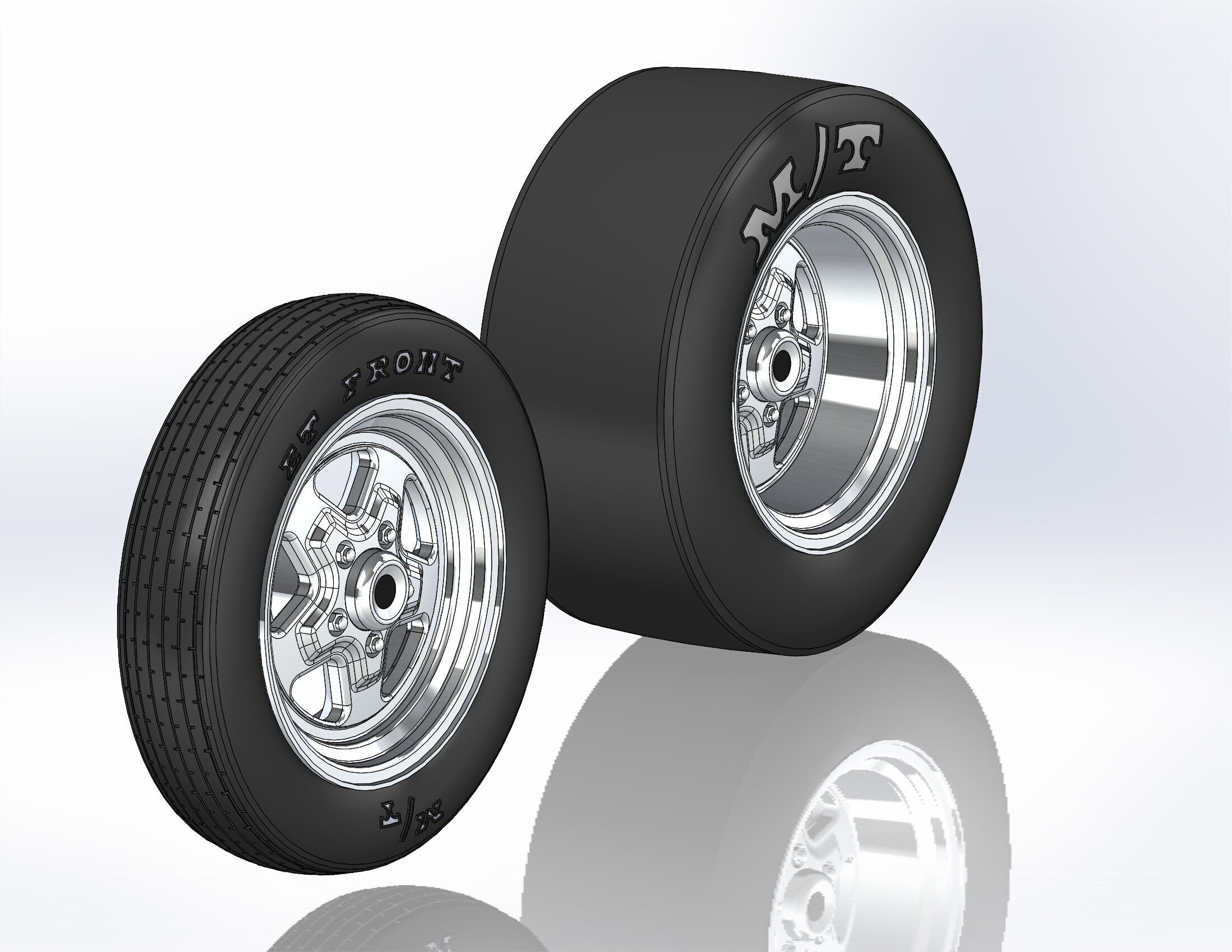 Set of wheels Summit Fast-Five for scale model dragster 3D print model_8