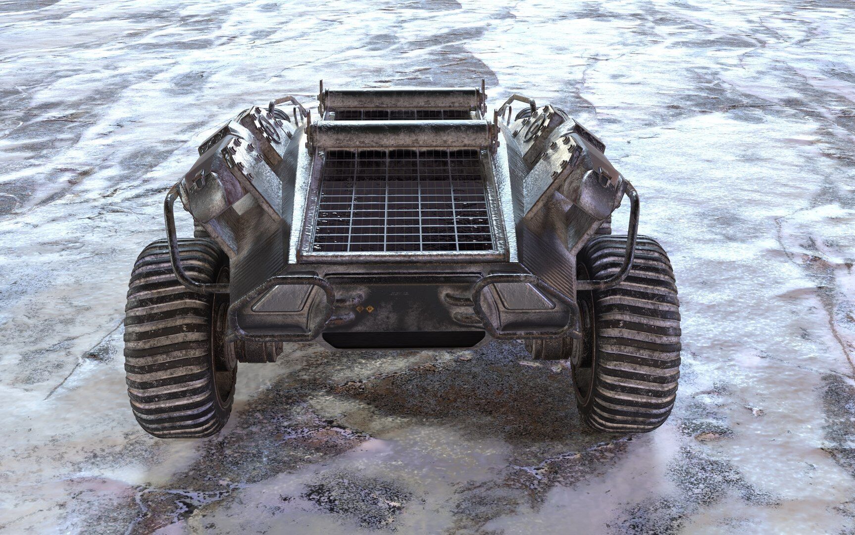 Futuristic Armoured Vehicle 8 Wheel Sci-Fi Rover Snow and Sand 3D model_10