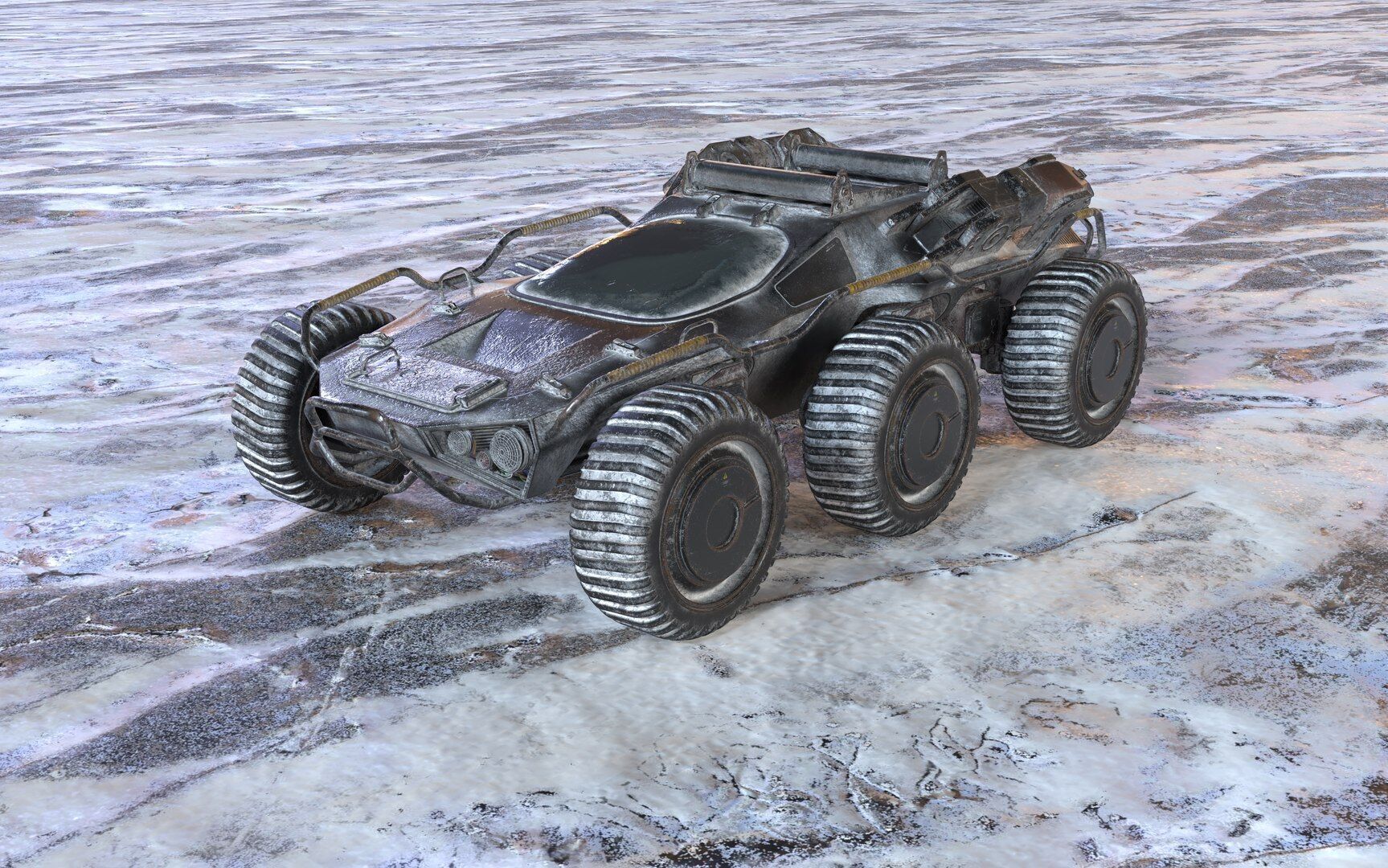 Futuristic Armoured Vehicle 8 Wheel Sci-Fi Rover Snow and Sand 3D model_1