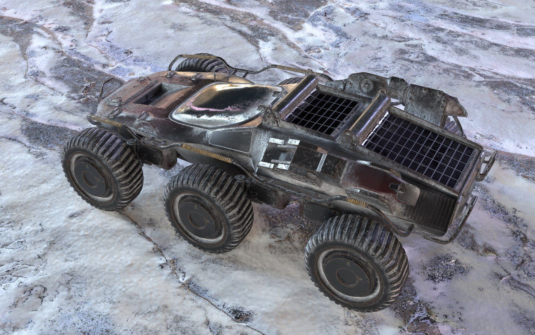 Futuristic Armoured Vehicle 8 Wheel Sci-Fi Rover Snow and Sand 3D model_7