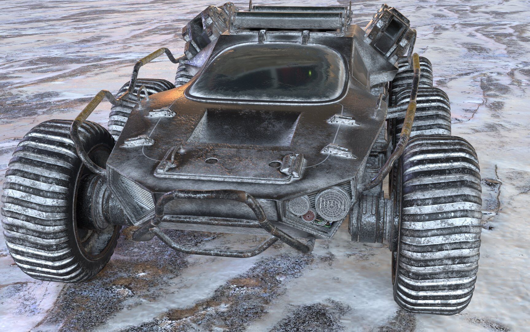 Futuristic Armoured Vehicle 8 Wheel Sci-Fi Rover Snow and Sand 3D model_6