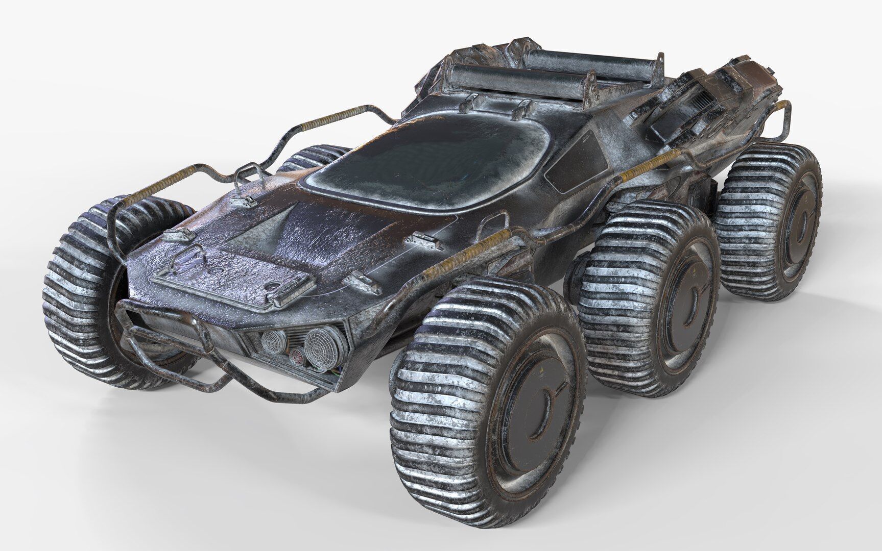 Futuristic Armoured Vehicle 8 Wheel Sci-Fi Rover Snow and Sand 3D model_11