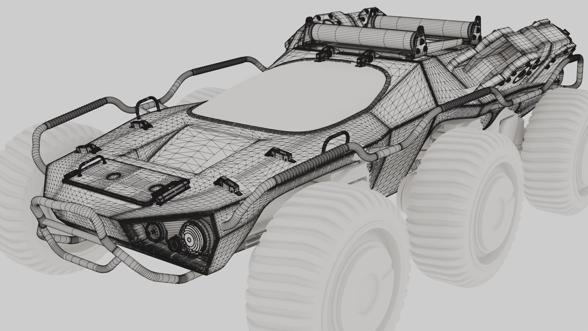 Futuristic Armoured Vehicle 8 Wheel Sci-Fi Rover Snow and Sand 3D model_21