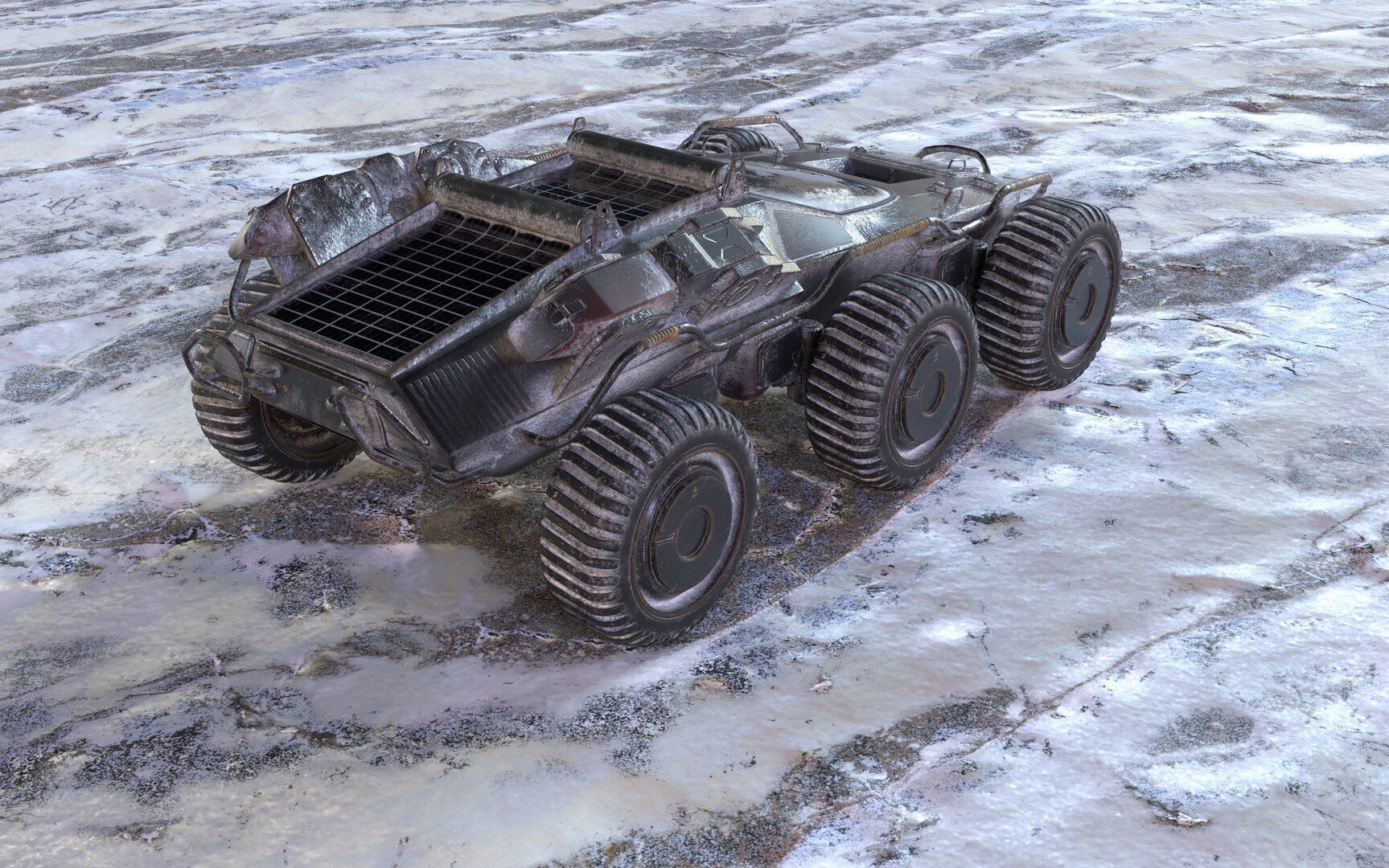 Futuristic Armoured Vehicle 8 Wheel Sci-Fi Rover Snow and Sand 3D model_14