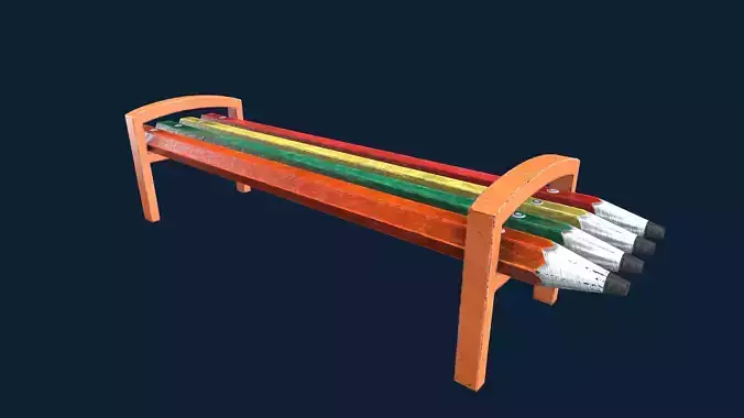 Street Park Bench Low-poly 3D model 