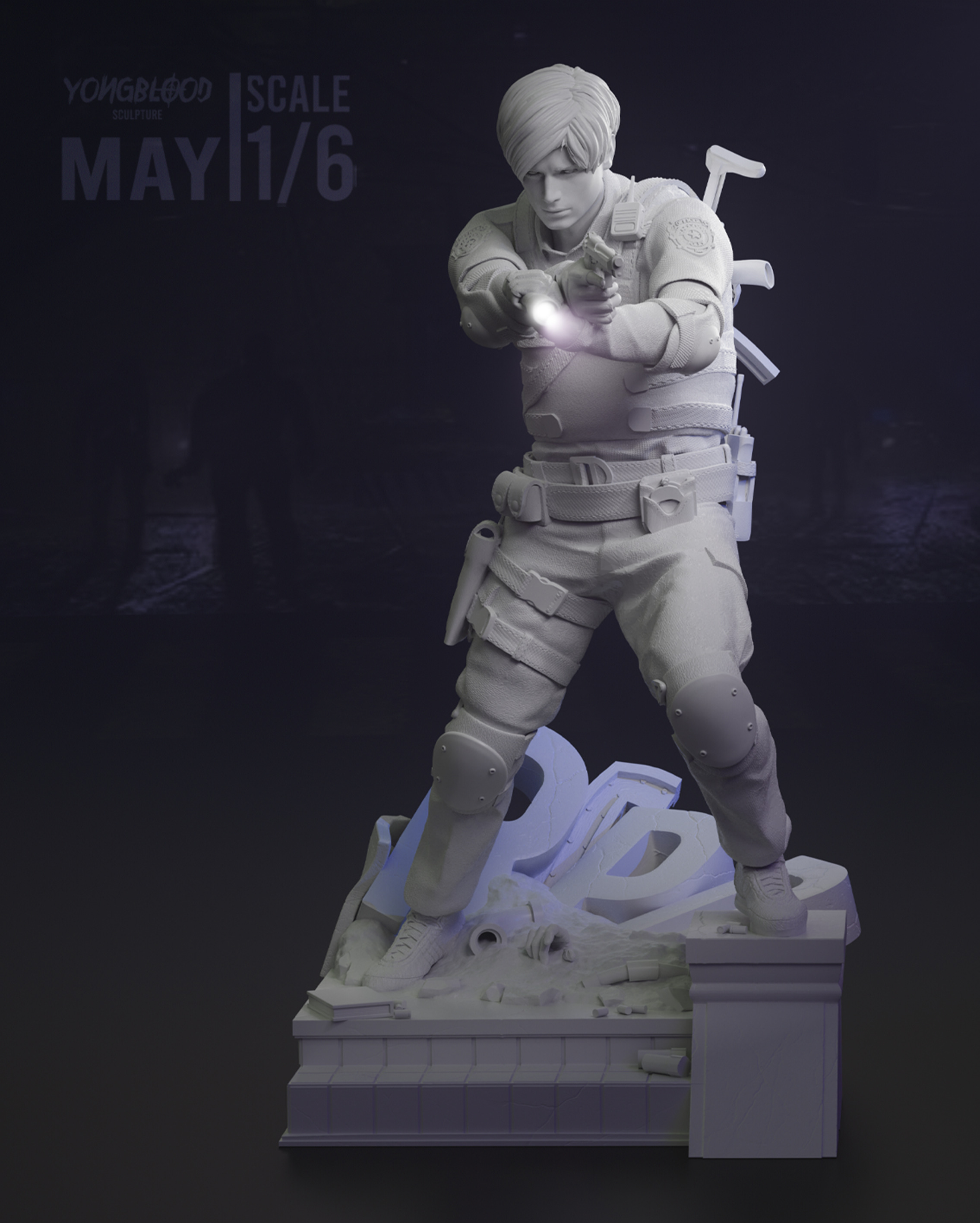Leon S Kennedy Resident Evil  2 STL - Yongblood Sculpture 3D print model_9