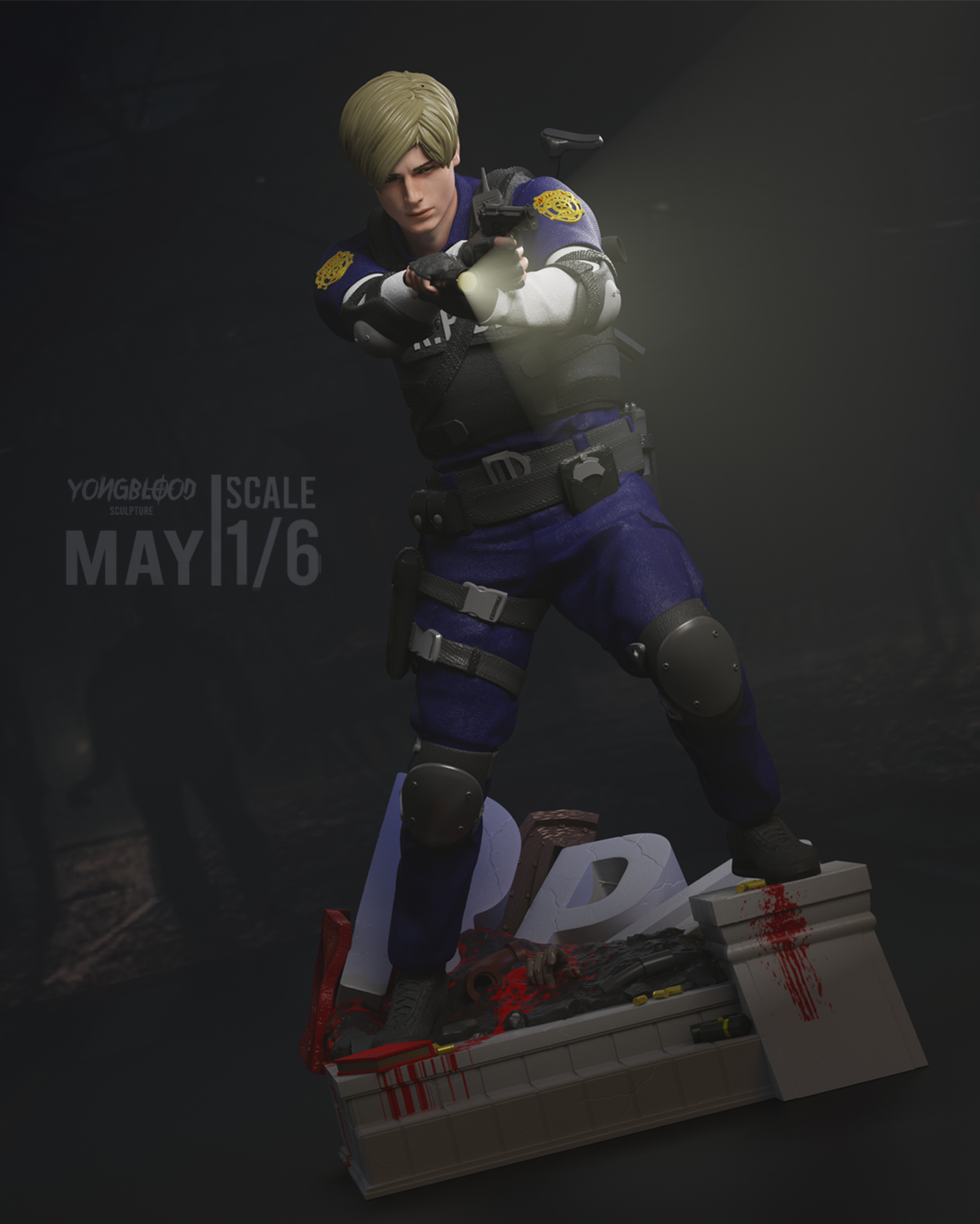 Leon S Kennedy Resident Evil  2 STL - Yongblood Sculpture 3D print model_1