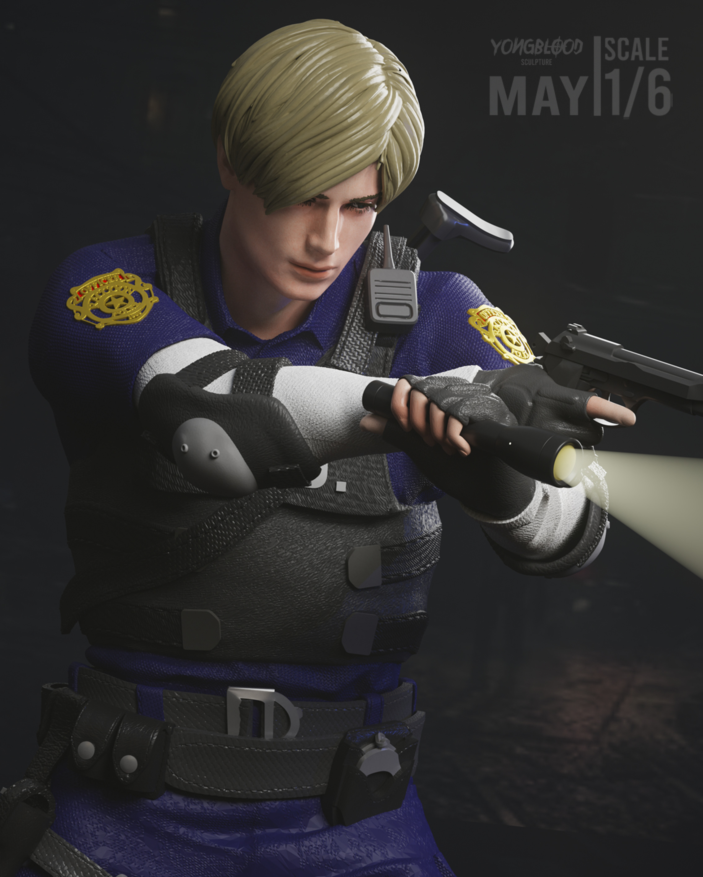 Leon S Kennedy Resident Evil  2 STL - Yongblood Sculpture 3D print model_4