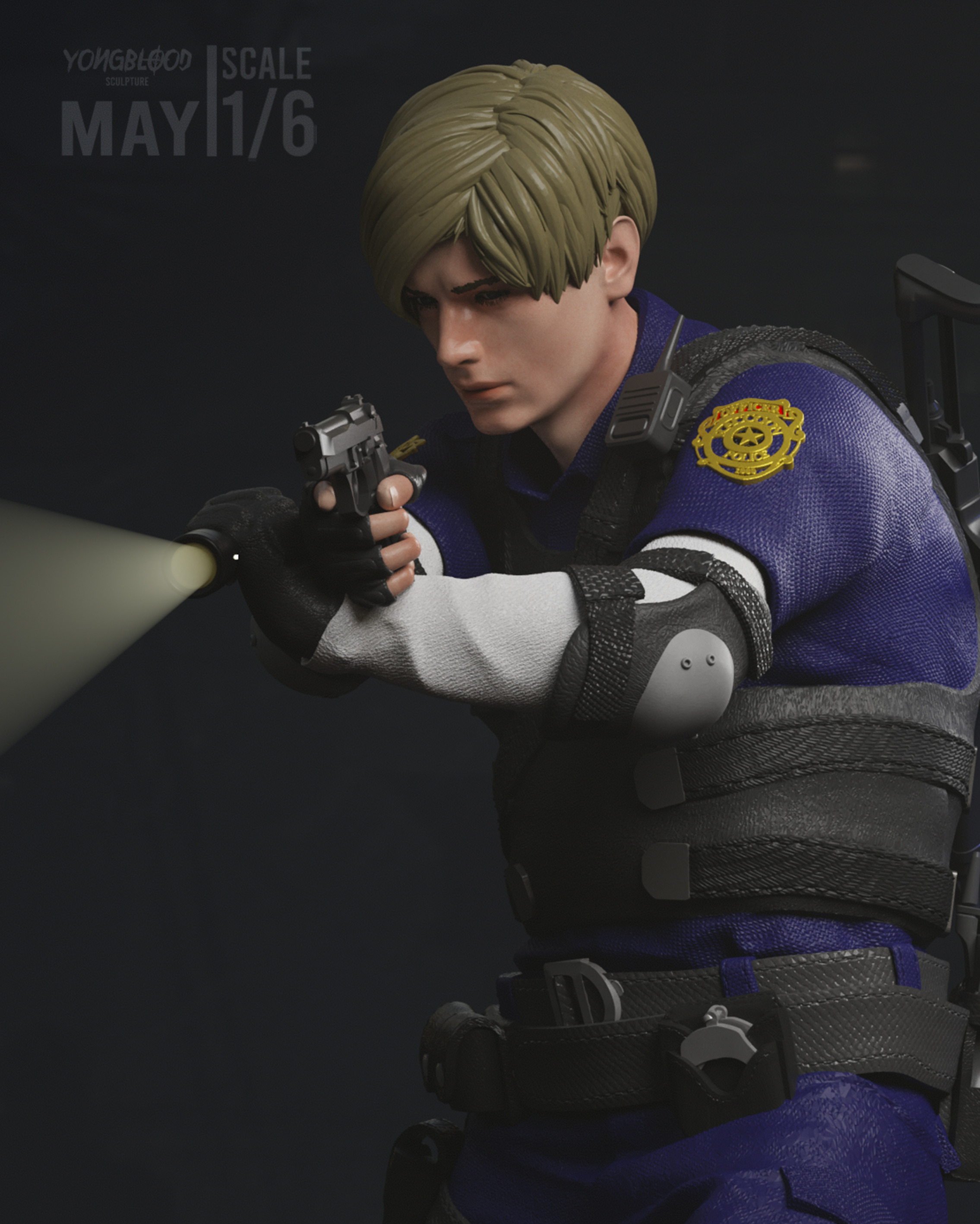 Leon S Kennedy Resident Evil  2 STL - Yongblood Sculpture 3D print model_5