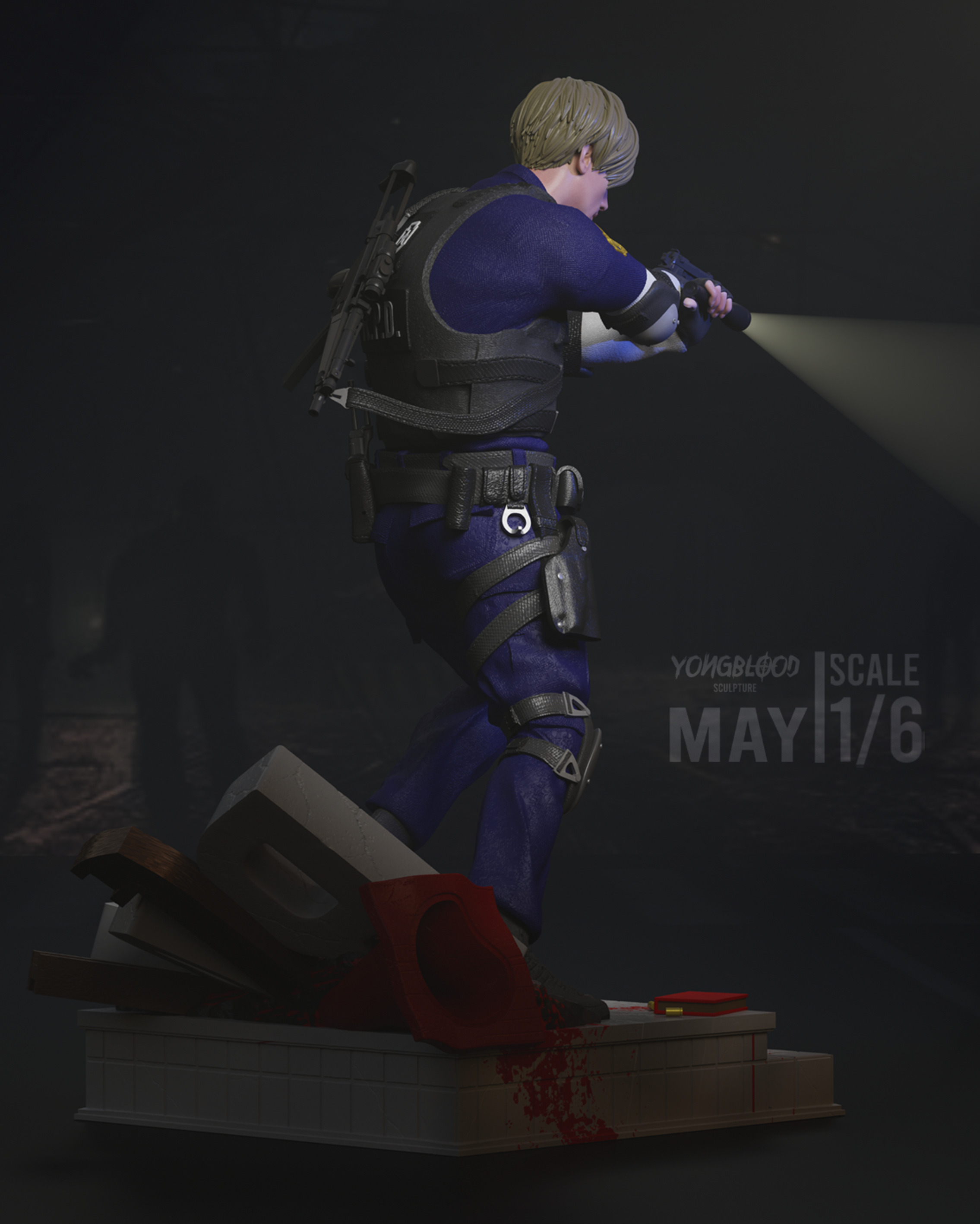 Leon S Kennedy Resident Evil  2 STL - Yongblood Sculpture 3D print model_7