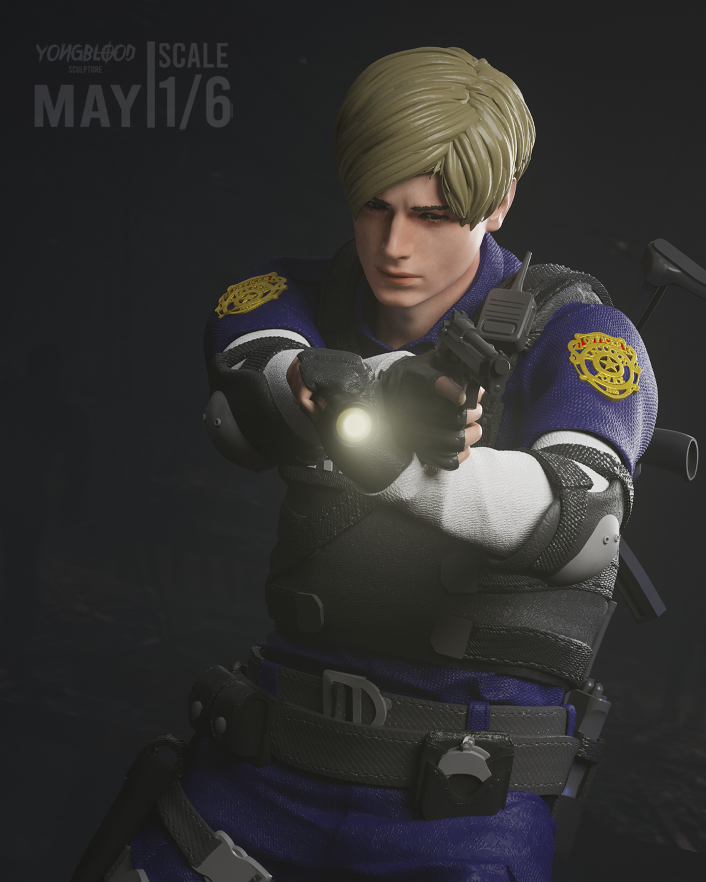 Leon S Kennedy Resident Evil  2 STL - Yongblood Sculpture 3D print model_2