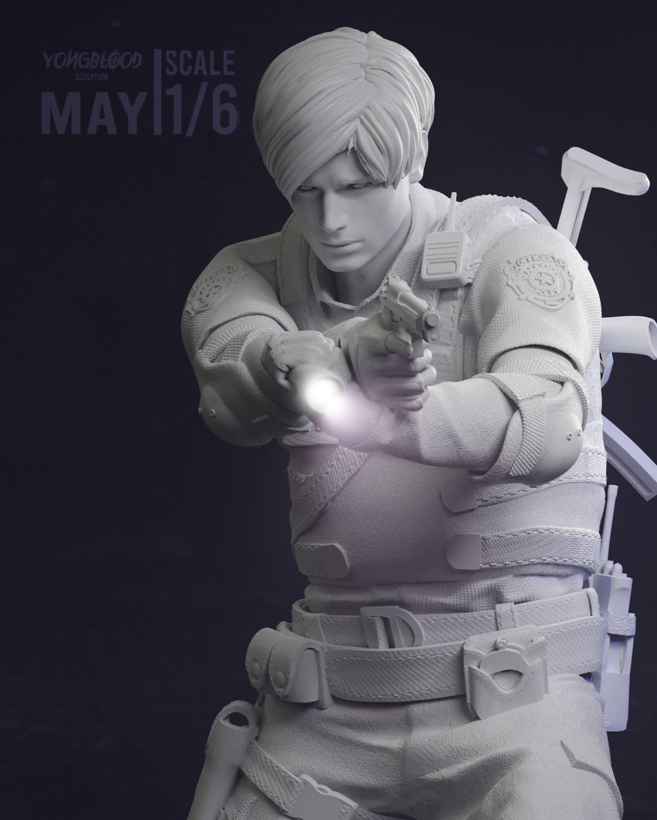 Leon S Kennedy Resident Evil  2 STL - Yongblood Sculpture 3D print model_8