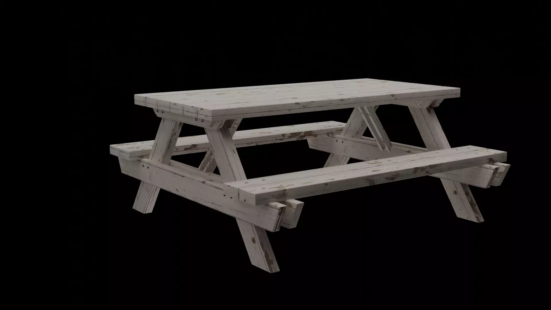 Outdoor Wooden Picnic Table Low-poly 3D model