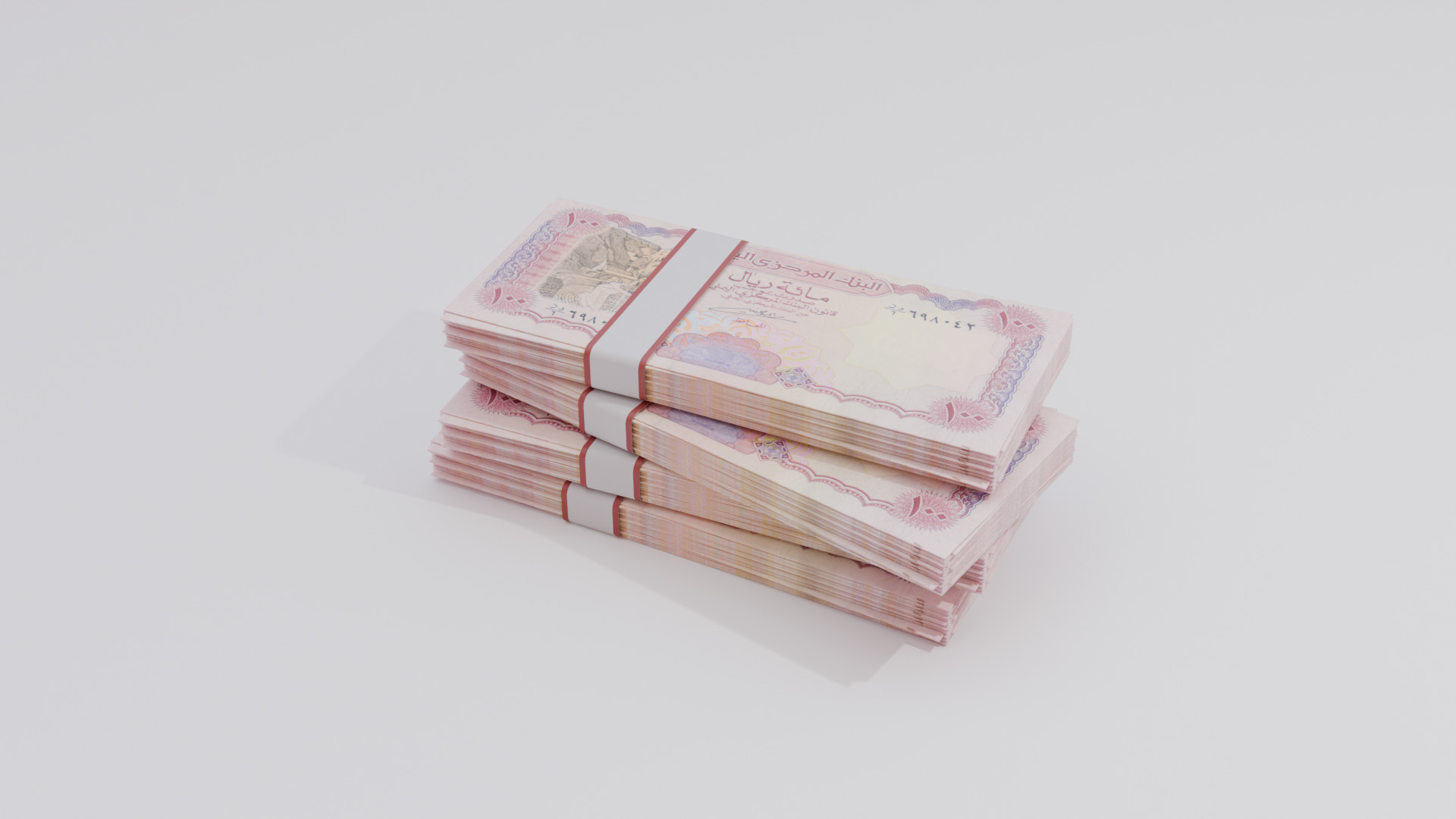 100 Yemen Yemeni Rial Currency Low-poly 3D model_1
