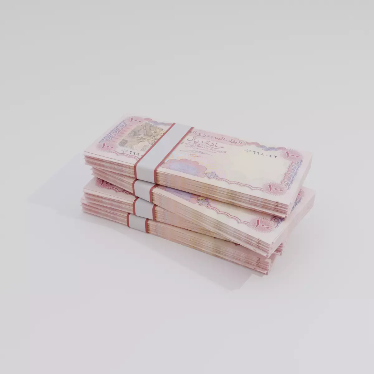 100 Yemen Yemeni Rial Currency Low-poly 3D model_0
