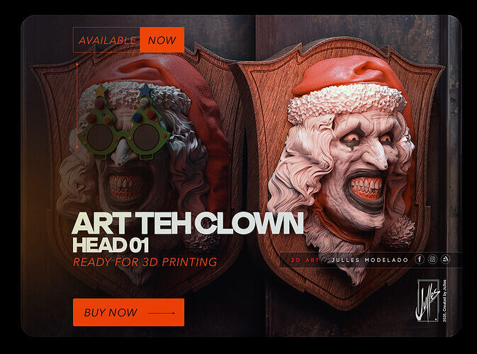 Art the Clown Head 01 Set  3D print model
