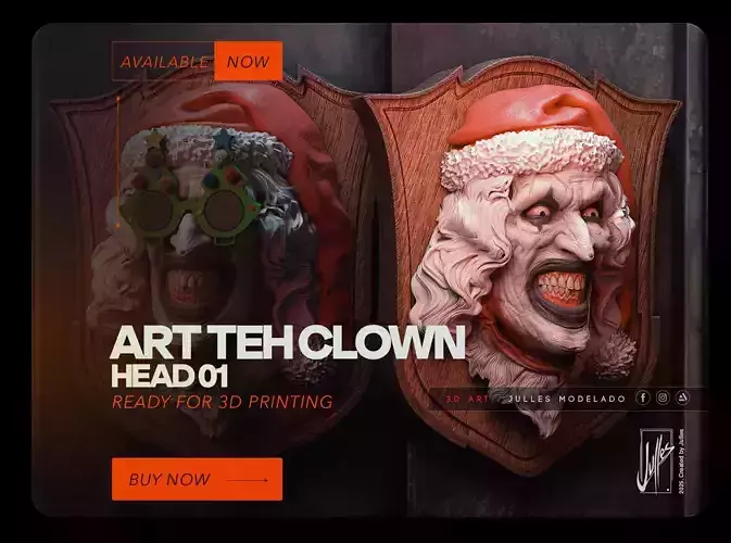 Art the Clown Head 01 Set  3D print model