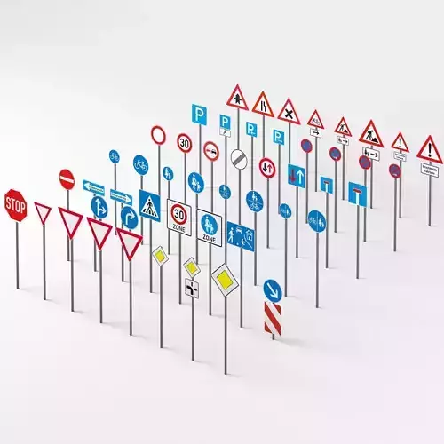 European Road Signs - Germany - in official sizes  Low-poly 3D model