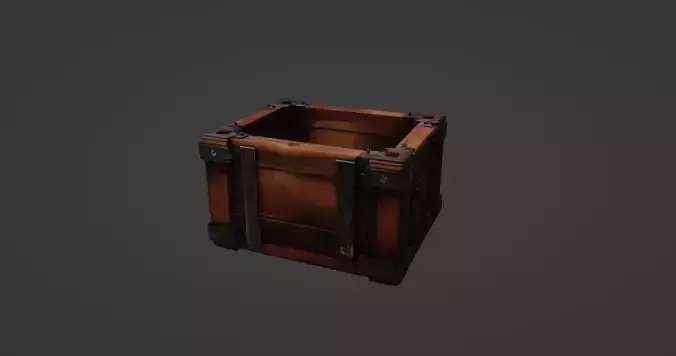 Classic Wooden Crate with Metal Reinforcements