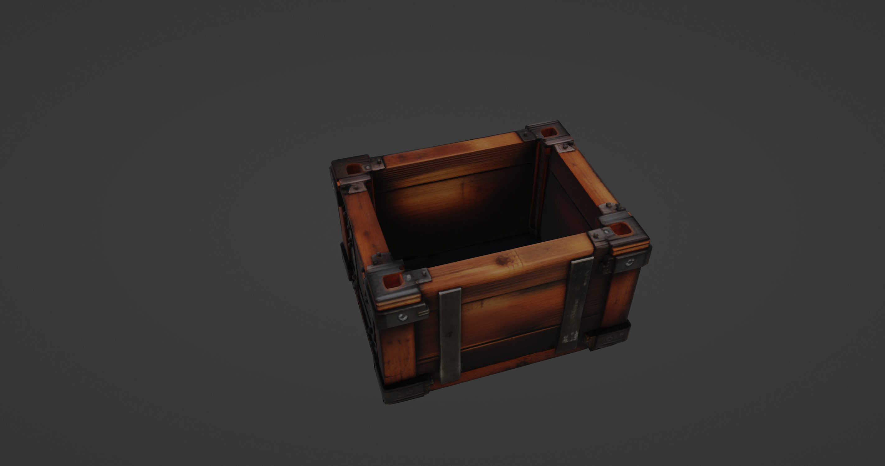 Classic Wooden Crate with Metal Reinforcements 3D model_6
