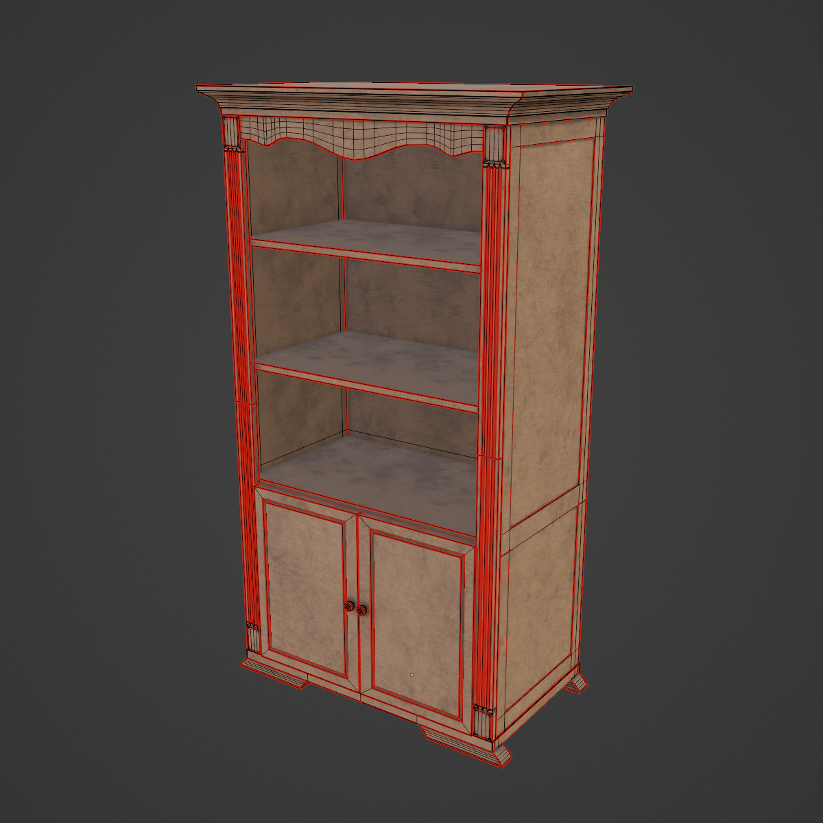 Antique Cupboard 04 Low-poly 3D model_7
