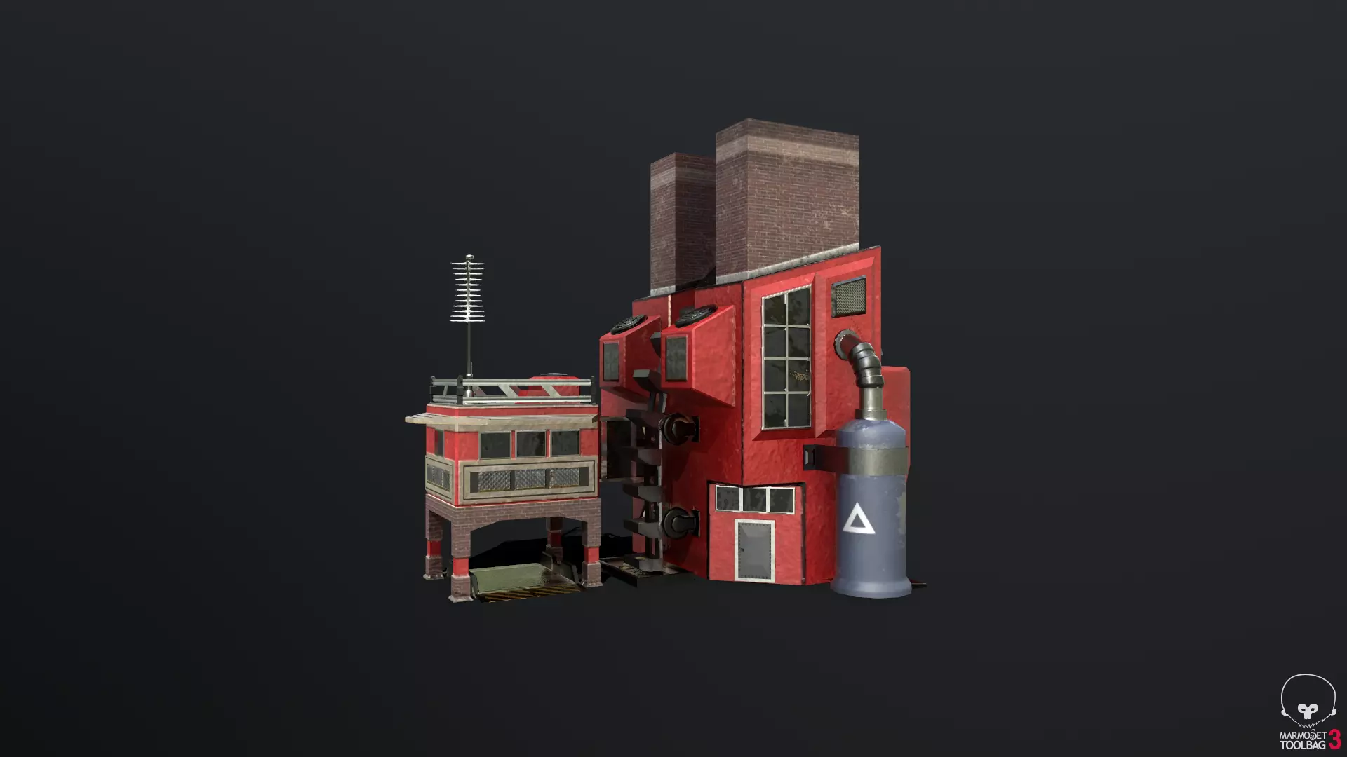 Ore Refinery Low-poly 3D model_0