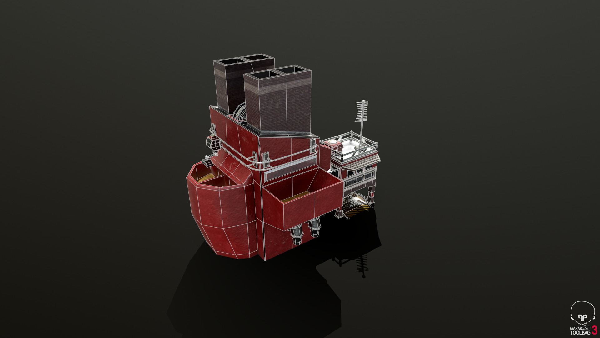 Ore Refinery Low-poly 3D model_7