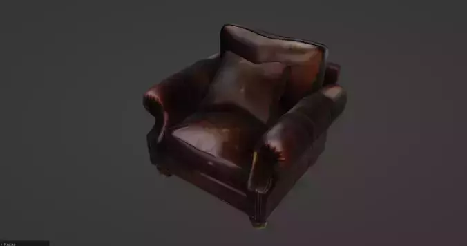 Vintage Leather Armchair with Distressed Finish 3D model